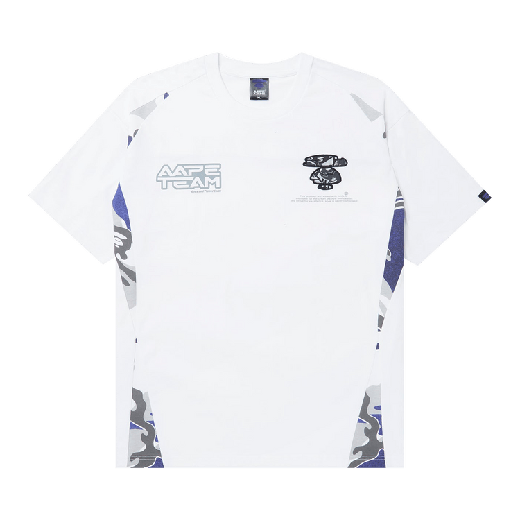 AAPE Moonface Embroidered Camo Panelled Tee "White"