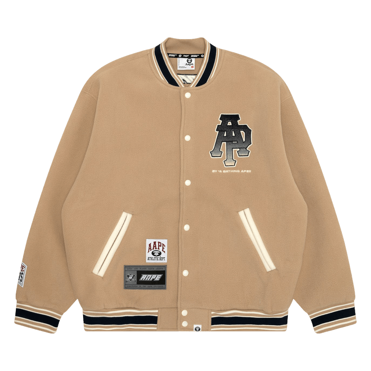 AAPE Logo Varsity Jacket "Beige/Light"