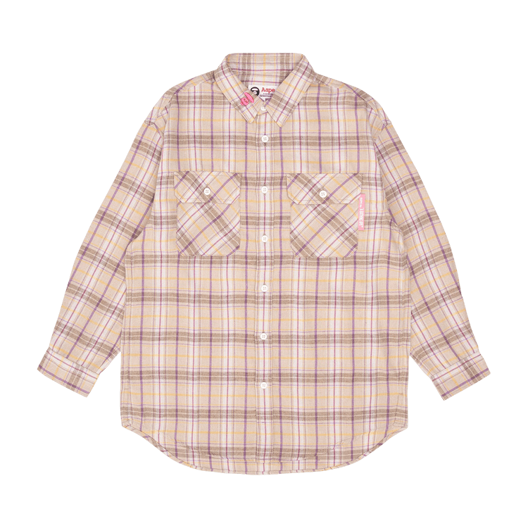 AAPE Moonface Chest Pocket Plaid Shirt "Beige/Light"