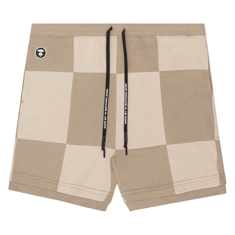 AAPE Moonface Check Sweat Shorts "Beige"