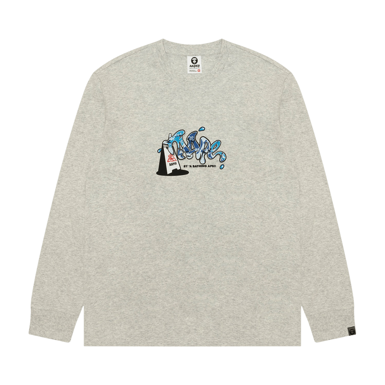 AAPE r Graphic Long Sleeve Tee "White/Heather"