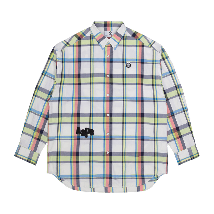 AAPE Moonface Plaid Button-Down Shirt "Ivory/Charcoal"