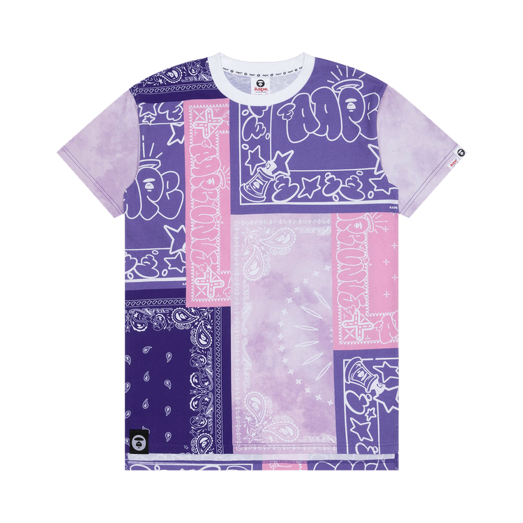 AAPE Moonface Bandana Printed Tee "Purple/Light"