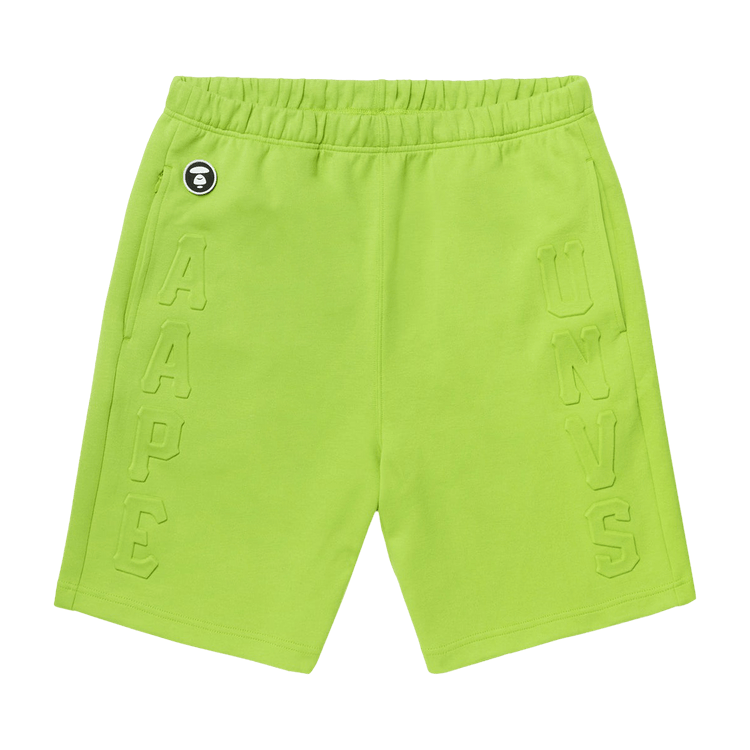 AAPE Moonface Logo Embossed Sweat Shorts "Green/Beige"