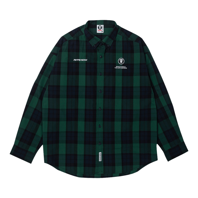 AAPE Moonface Check Shirt "Navy/Green"
