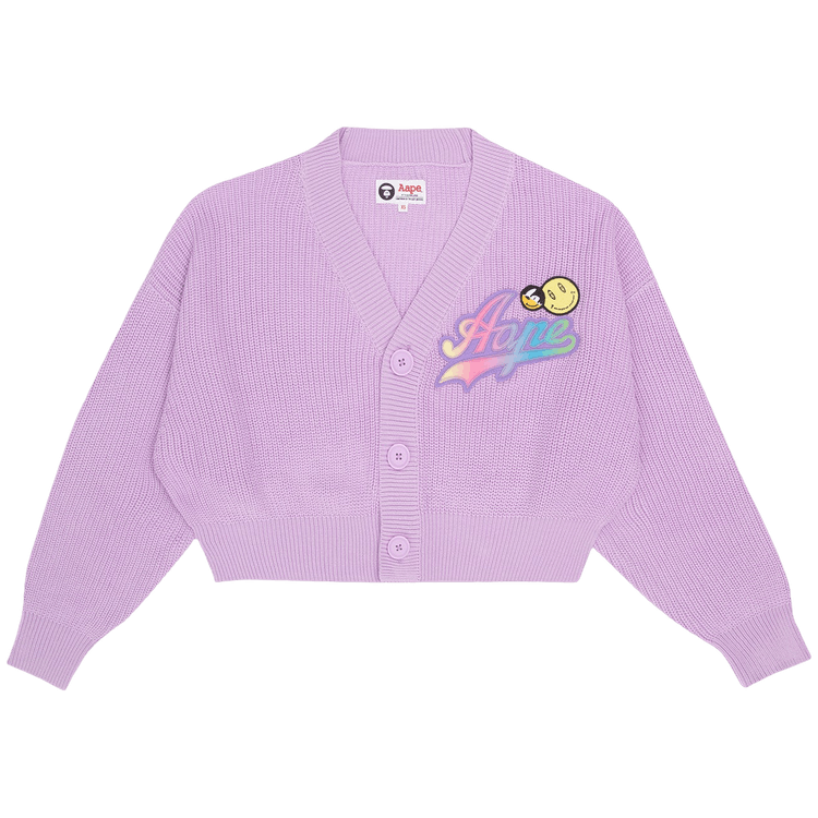 AAPE Cropped Logo Cardigan "Purple/Light"