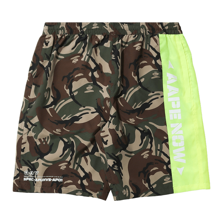 AAPE Neon Colour Block Logo Shorts "Green/Multi"