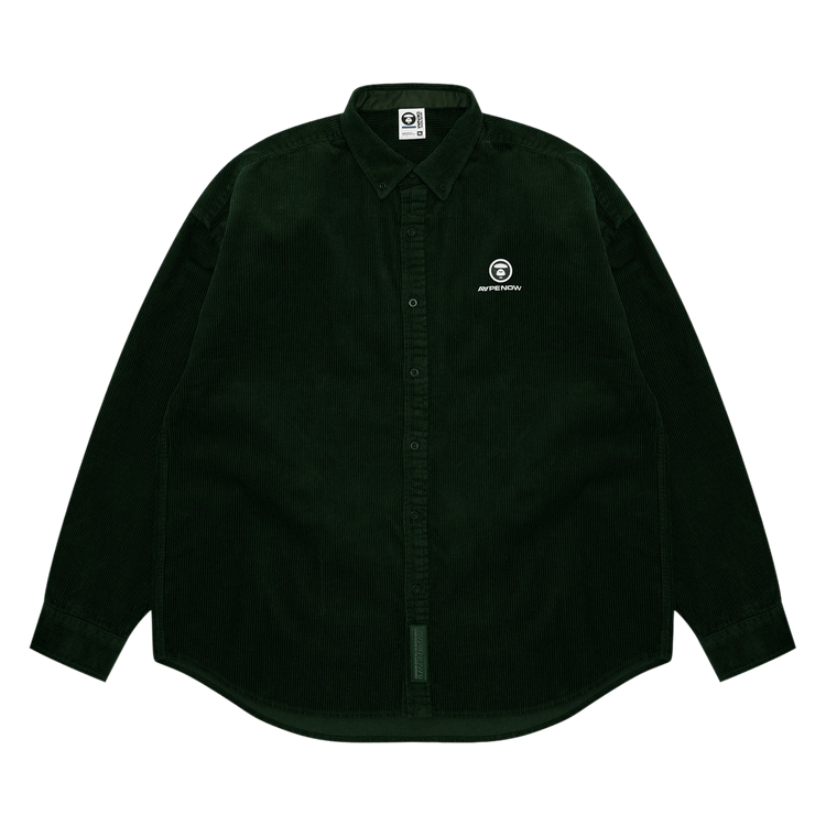 AAPE Moonface Logo Long Sleeve Shirt "Green/Dark"