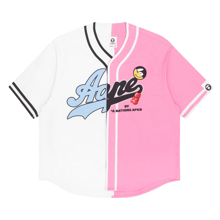 AAPE Moonface Embroidered Shirt "Pink"