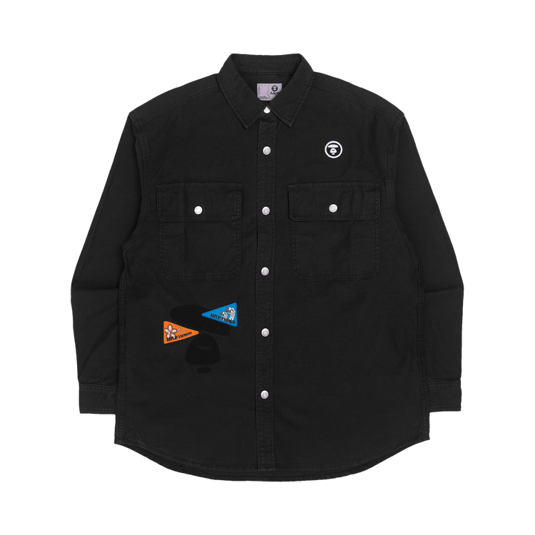 AAPE Moonface Embroidered Graphic Patch Shirt "Black/Light"