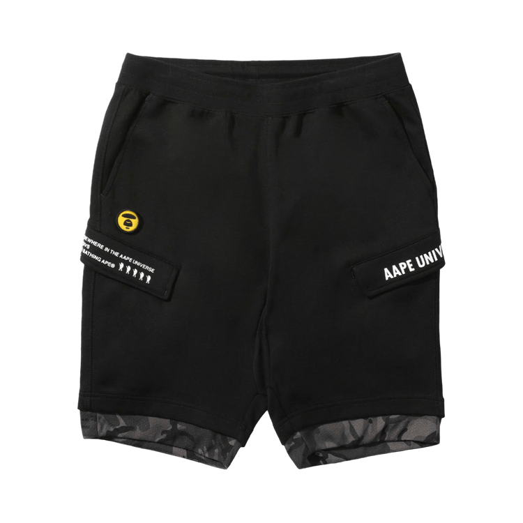 AAPE Logo Print Cargo Shorts "Black"