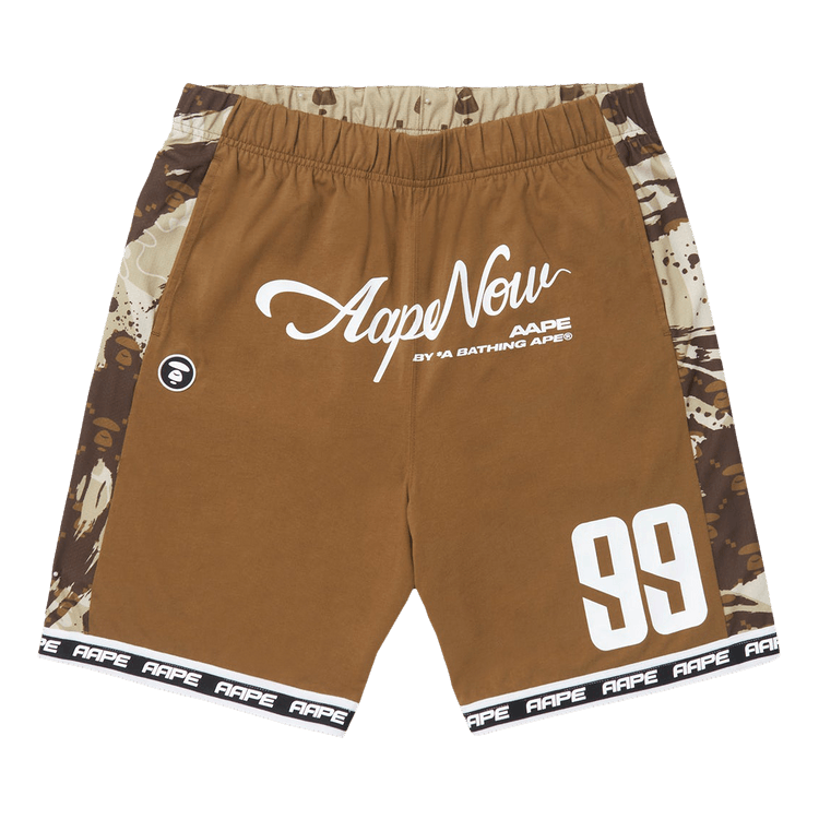 AAPE Moonface Graphic Reversible Shorts "Brown/Light"