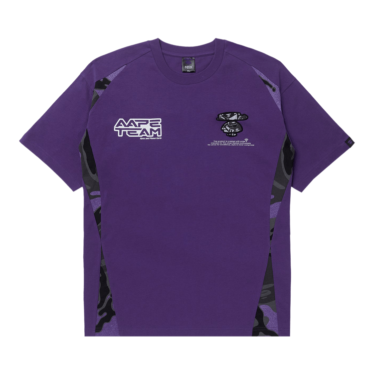 AAPE Moonface Embroidered Camo Panelled Tee "Purple"