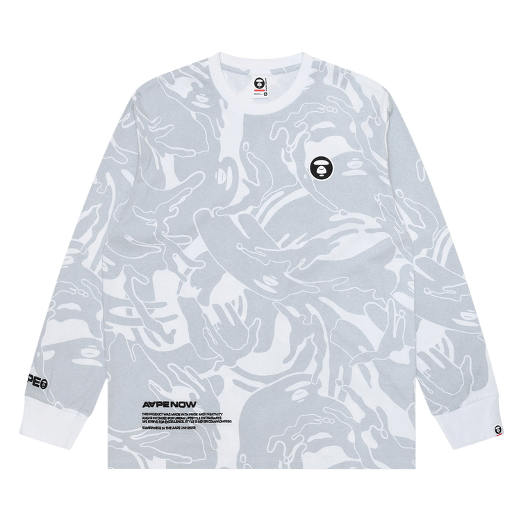 AAPE Moonface Patch Camo Long-Sleeve Tee "White/Multi"