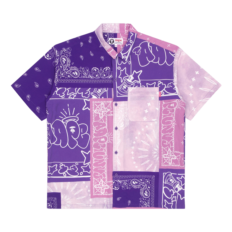AAPE Moonface Bandana Short Sleeve Shirt "Purple"