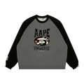 AAPE Universe Moonface Logo Raglan Sweatshirt "Grey/Heather"