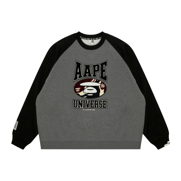 AAPE Universe Moonface Logo Raglan Sweatshirt "Grey/Heather"