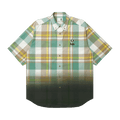 AAPE Moonface Embroidered Gradient Plaid Short-Sleeve Shirt "Beige/Green"