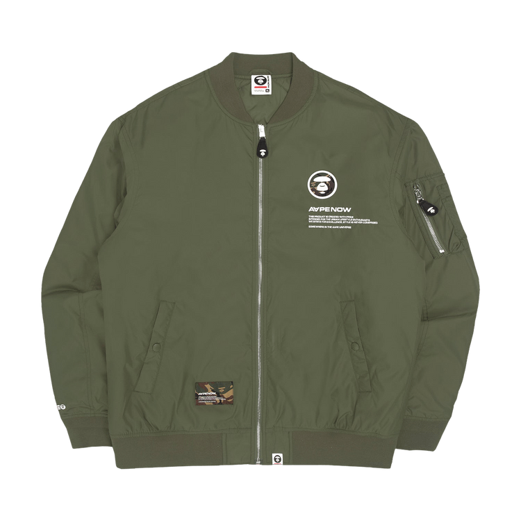 AAPE Moonface Zipped Bomber Jacket "Khaki/Dark"