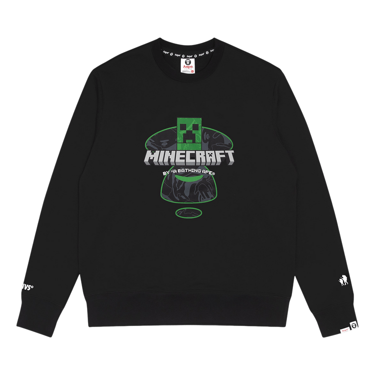 AAPE X Minecraft Logo Graphic Sweatshirt "Black"