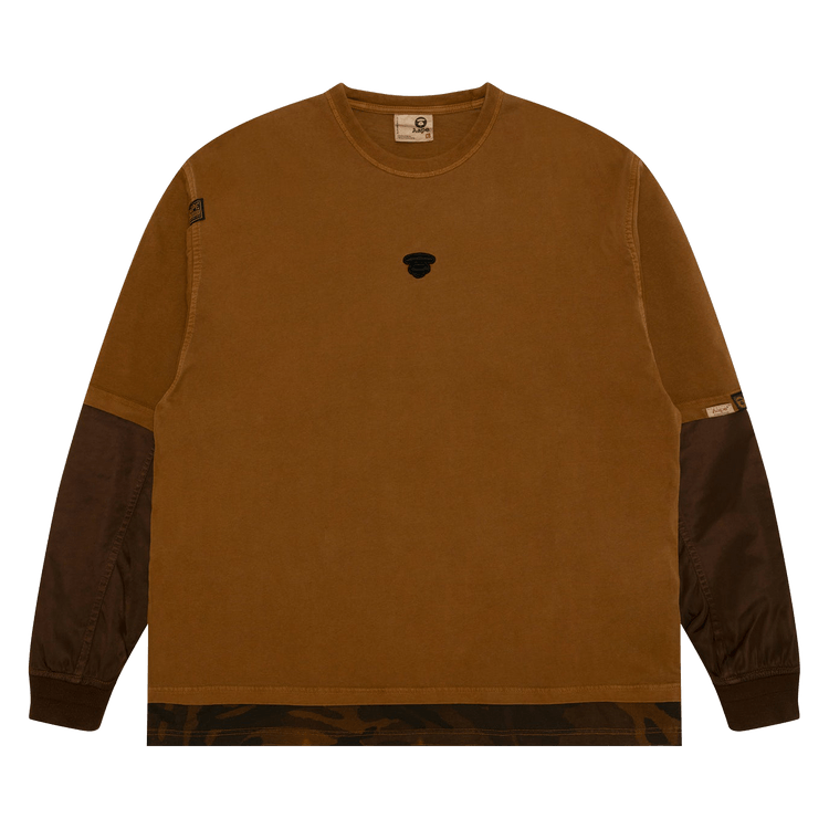 AAPE Moonface Logo Long Sleeve Tee "Brown/Light"