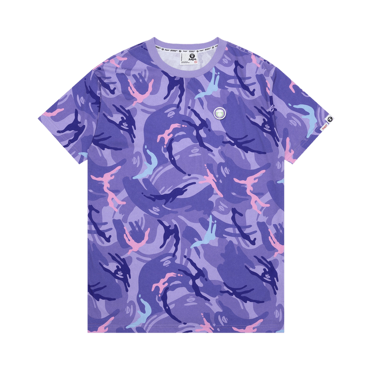 AAPE Moonface Patch Camo Graphic Tee "Purple/Blue"