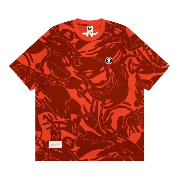 AAPE Moonface Embroidered Camo Tee "Orange/Multi"