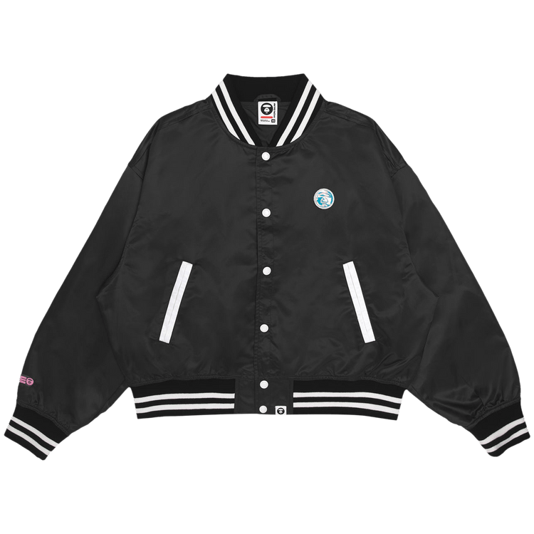AAPE Moonface Embroidered Bomber Jacket "Grey/Dark"