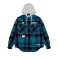 AAPE Moonface Check-Panelled Hooded Shirt Jacket "Grey/Black"