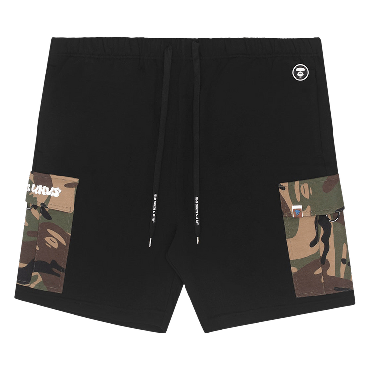 AAPE Moonface Sweat Cargo Shorts "Black"