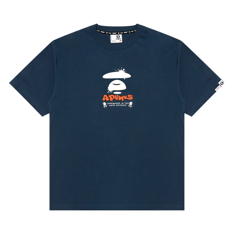 AAPE Unvs Moonface Graphic Tee "Navy"