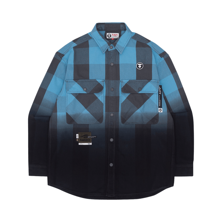 AAPE Moonface Gradient Plaid Shirt "Blue/Light"