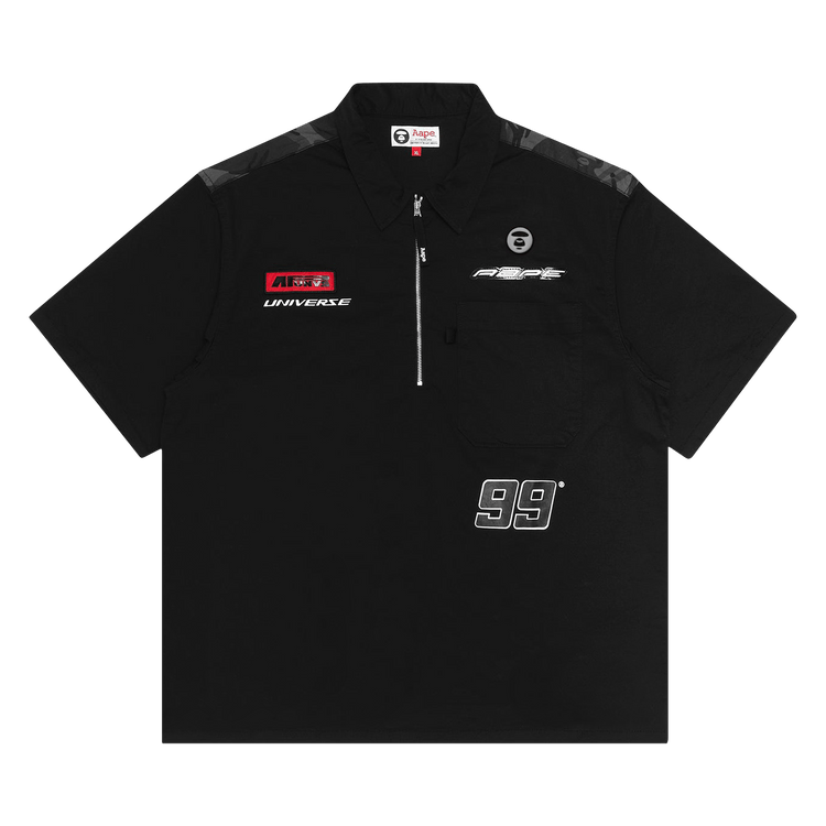 AAPE Logo Zip Polo Shirt "Black"