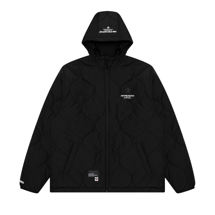 AAPE Moonface Patch Hooded Quilted Jacket "Black"