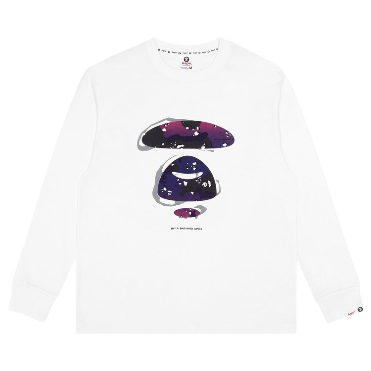 AAPE Moonface Camo Graphic Long Sleeve Tee "White"