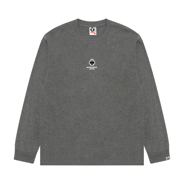 AAPE Now Clover Moonface Long Sleeve Tee "Grey/Heather"