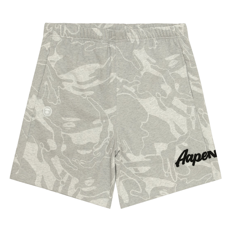 AAPE Now Moonface Logo Camo Sweat Shorts "Grey/Multi"