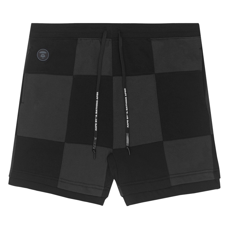 AAPE Moonface Check Sweat Shorts "Black"