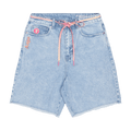 AAPE Moonface Patch Embroidered Denim Shorts "Blue"