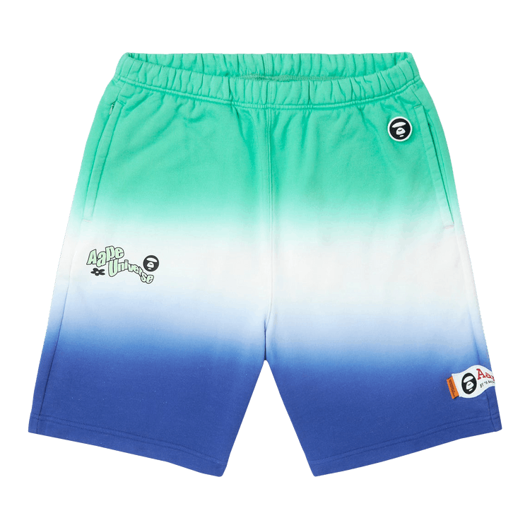 AAPE Moonface Graphic Gradient Shorts "Green/Light"