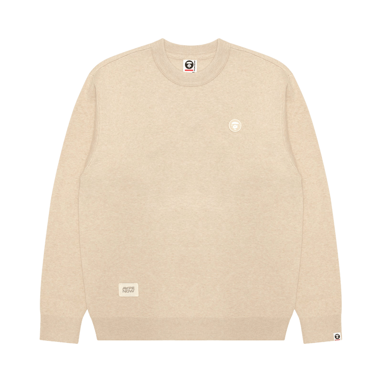 AAPE Now Moonface Crew Neck Sweater "Beige/Heather"