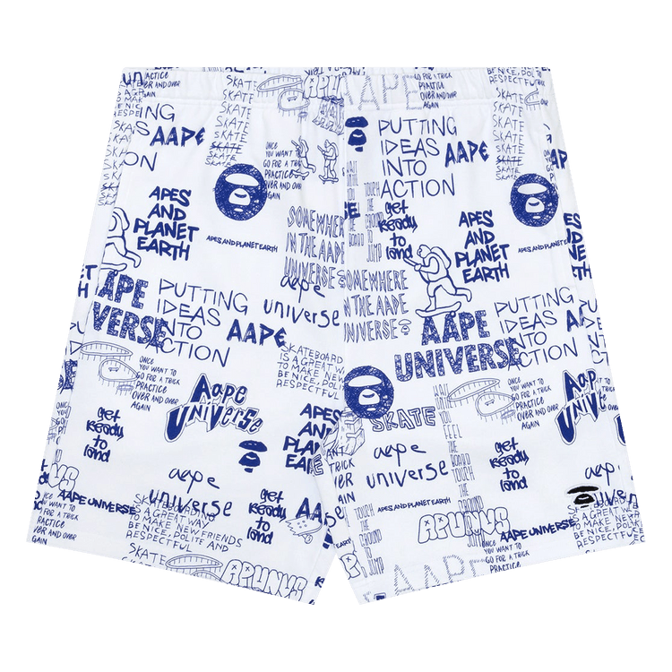 AAPE Sweat Shorts "White/Blue"