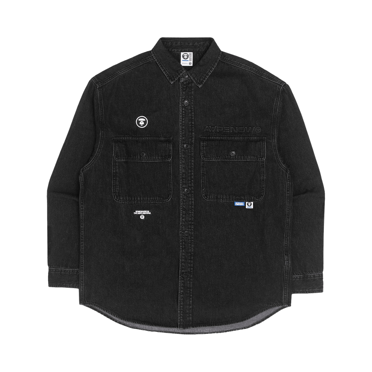 AAPE Moonface Patch Denim Shirt "Black"
