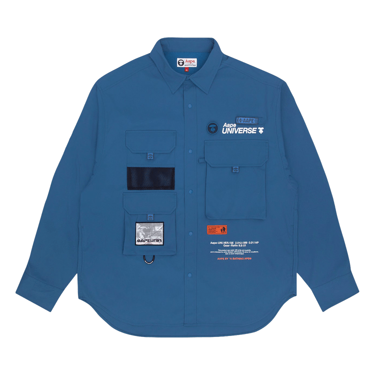 AAPE Moonface Multipocket Shirt "Blue/Grey"