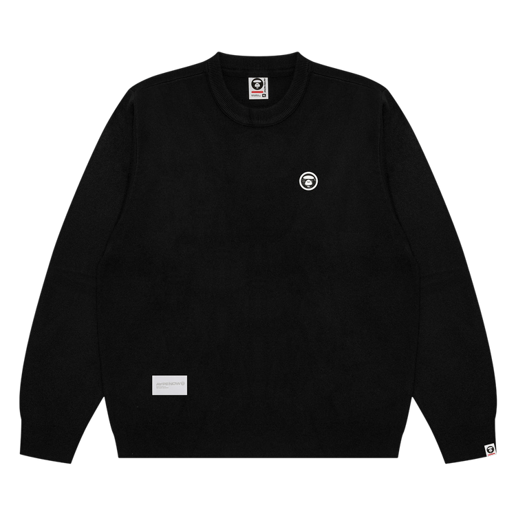 AAPE Moonface Logo Crew Neck Knit Sweatshirt "Black"