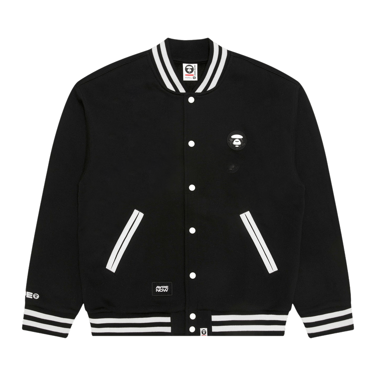 AAPE Now Moonface Varsity Jacket "Black"