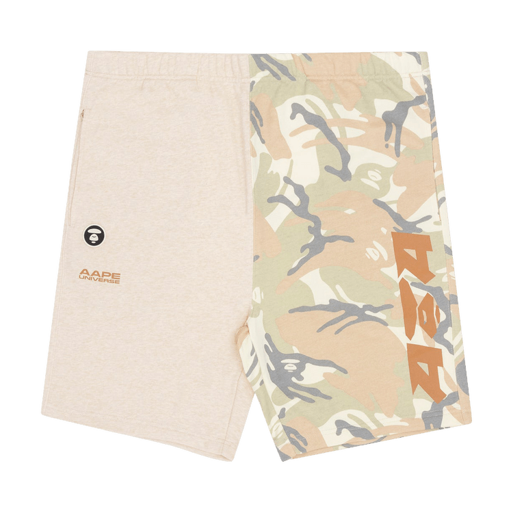 AAPE Moonface Colour Blocked Sweat Shorts "Beige/Heather"