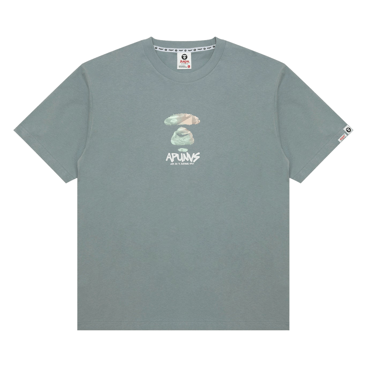 AAPE Unvs Moonface Logo Tee "Grey/Blue"