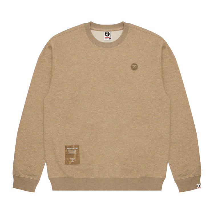 AAPE Moonface Logo Crew Neck Sweatshirt "Brown/Heather"