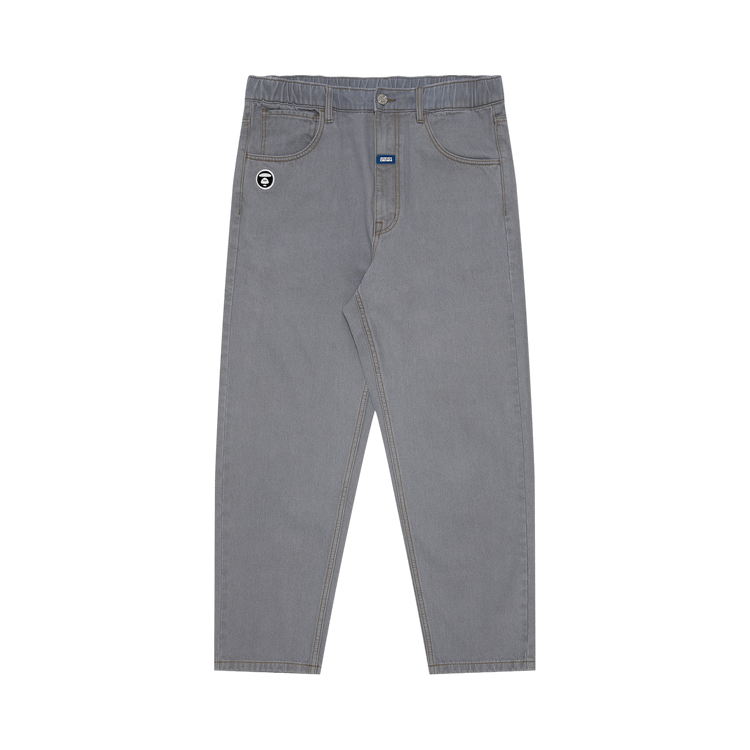 AAPE Moonface Patch Relaxed Denim Pants "Grey/Light"